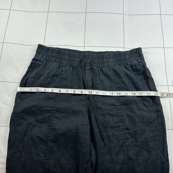 Athleta Pants Womens Medium Petite Black Retreat Linen High Rise Ankle Travel - Picture 9 of 13